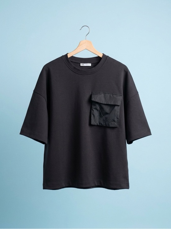 Zara Other - Zara Black Short-Sleeve Oversized Pocket Tee